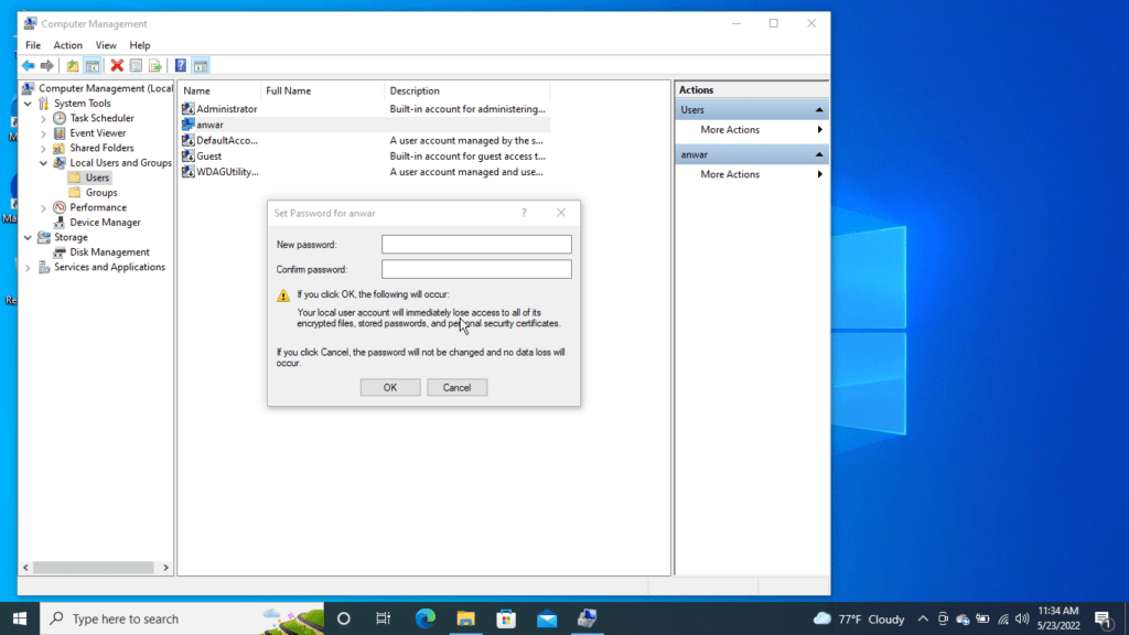 Changing current Windows password without knowing the previous one!